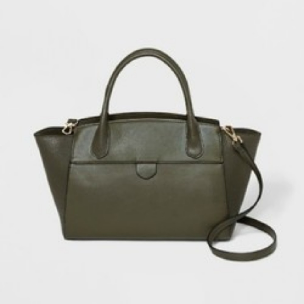 Winged satchel handbag